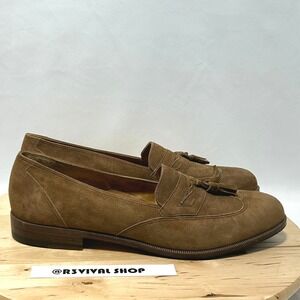 Bally Womens Fabiano Khaki Suede Tassel Slip On Almond Toe Loafers NWT - 10.5